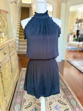 Sleeveless Ruffled Halter Dress in Black